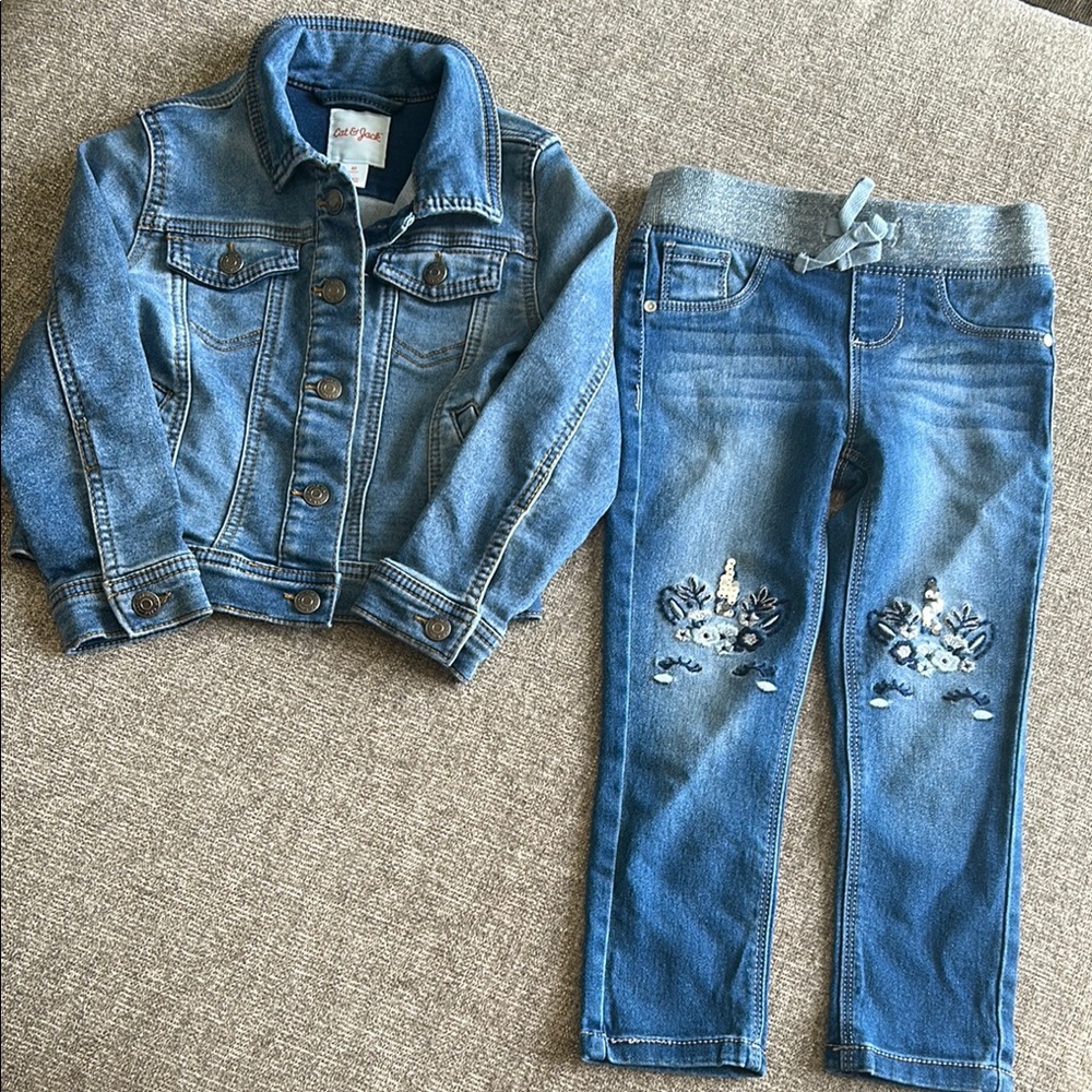 Cat & Jack Blue Jean Jacket Classic Style with Jeans